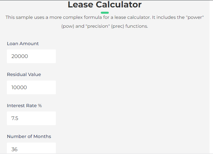 Lease calculator