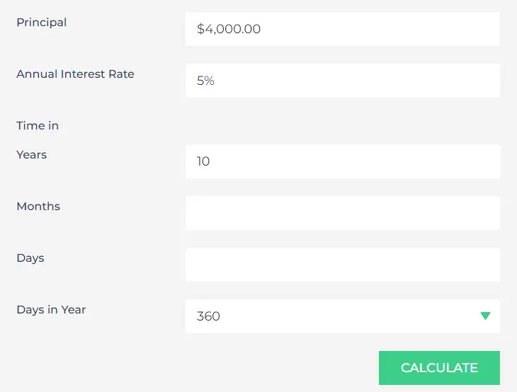 Simple Interest loan Calculator